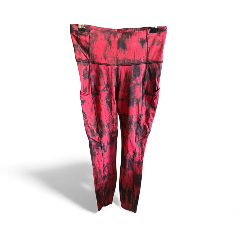 Lululemon Women’s Size 4 Red and Black Tie-Dye Leggings Gym Yoga Workout Pants